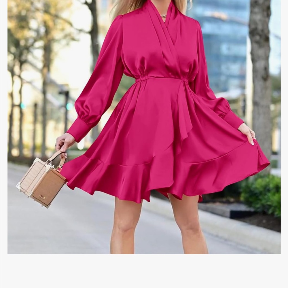 Elegant Pink Wrap Dress